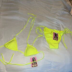 Strawberry Milk Mob Neon Yellow Bikini